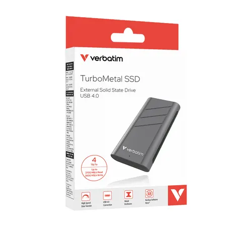 Verbatim TurboMetal SSD USB4 4TB USB Type-C USB4 Gen 2x2 Srebrny