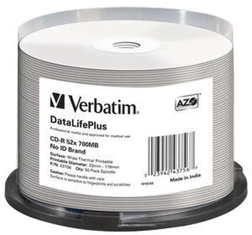Verbatim CD-R 52x DataLifePlus 700 MB 50 szt., nadruk termiczny, 50 szt.