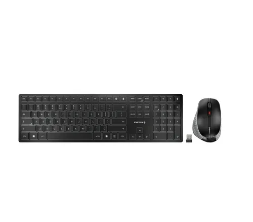 CHERRY DW 9500 SLIM klawiatura Dołączona myszka Uniwersalne RF Wireless + Bluetooth QWERTY Hiszpański Czarny, Szary