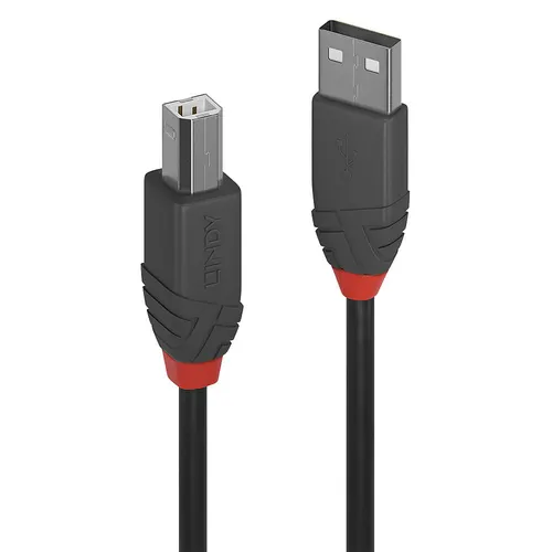 Lindy 36671 kabel USB USB 2.0 0,5 m USB A USB B 0,48 Gbit/s Czarny, Szary