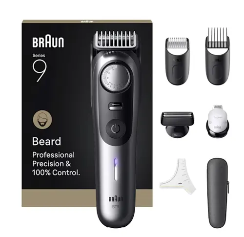 Braun BeardTrimmer 9 BT9520 trymer do brody Bateria 52 2 cm Mokry & Suchy Czarny, Szary
