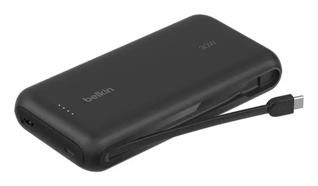 20K PD30W INTEGRATED USB-C/CABLE POWER BANK BLACK