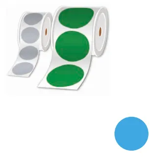 ROLLS OF PRE-CUT STICKERS SKY/BLUE 50MM - PER ROLL OF 500 LABE