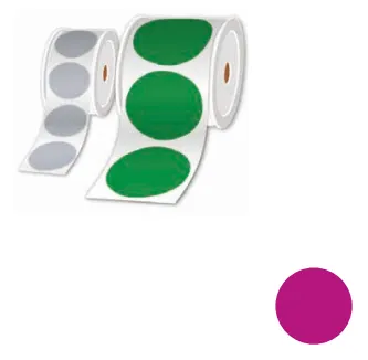 ROLLS OF PRE-CUT STICKERS/PURPLE 50MM - PER ROLL OF 500 LA