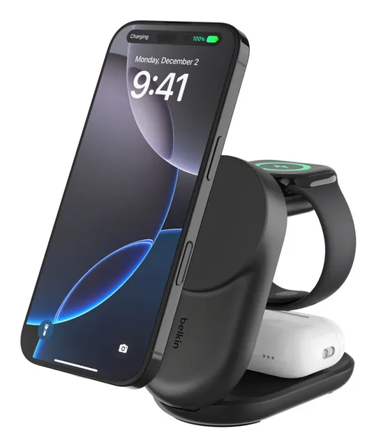 ULTRACHARGE 25 WATT QI2 MAGNETI/3-IN-1 LADESTATION KLAPPBAR SCHW