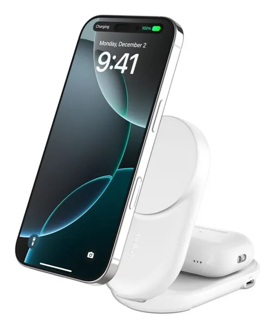 ULTRACHARGE 25 WATT QI2 MAGNETI/2-IN-1 LADESTATION KLAPPBAR WEI