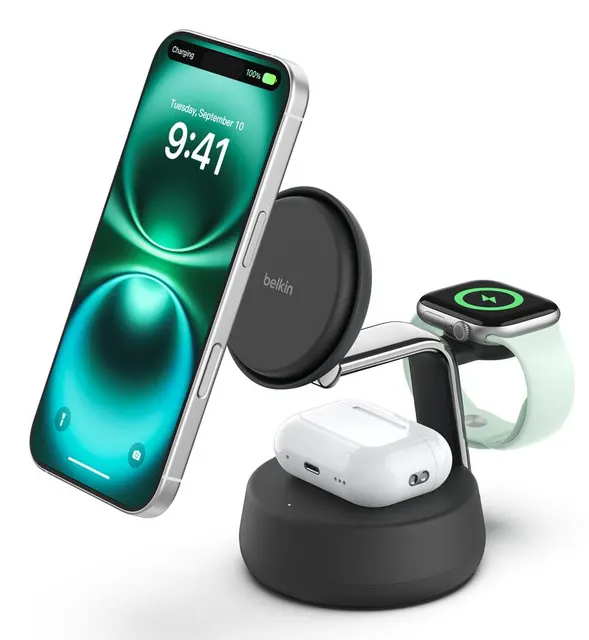 ULTRACHARGE PRO 25 WATT QI2 MAG/3-IN-1 LADESTATION SCHWARZ