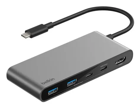 CONNECT 7-IN-1 USB-C HUB MIT/DUAL USB-C PORTS SILBER