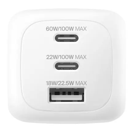BOOSTCHARGE 100W 2C1A WALL/CHARGER WITH INTERCHANGABLE PLUG