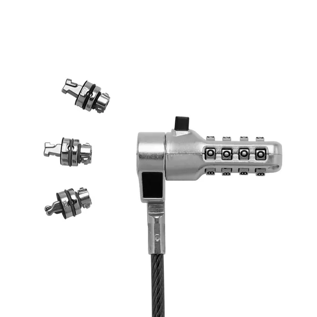 Universal Security Cable Lock,3 Exchangeable heads fits all slots, combination