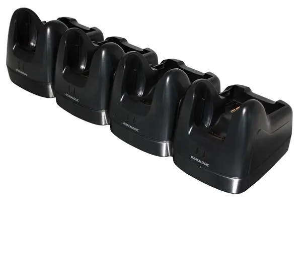 Multi Charge Only Dock, recharges 4 terminals and 4 spare batteries. Power supply included in the box. Power cord ordered separately.