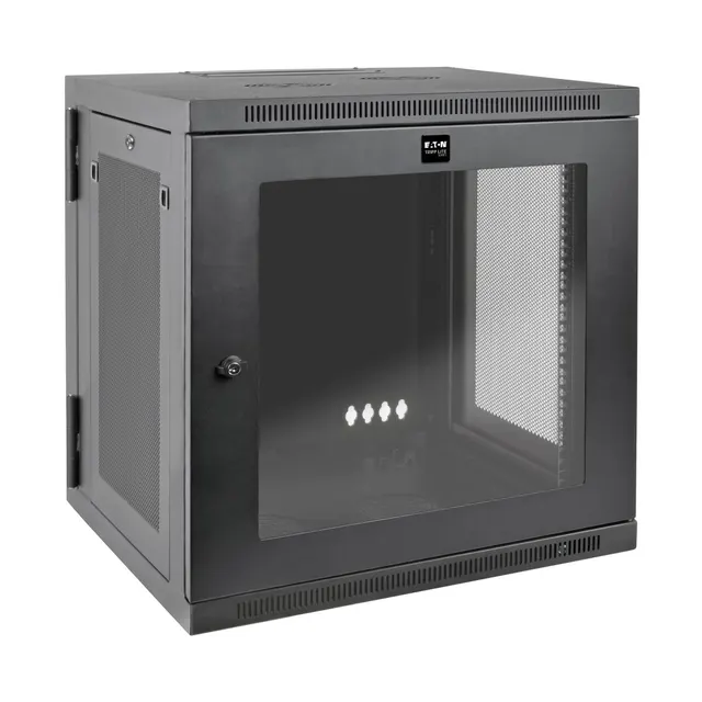SmartRack 12U UPS-Depth Wall-Mount Small Rack Enclosure, Clear Acrylic Window, Hinged Back