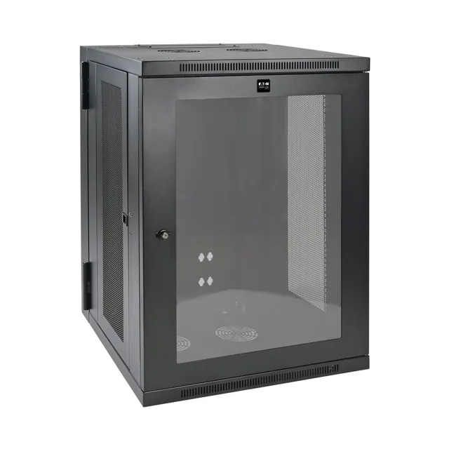SmartRack 18U Low-Profile Switch-Depth Wall-Mount Half-Height Rack Enclosure, Clear Acrylic Window, Hinged Back