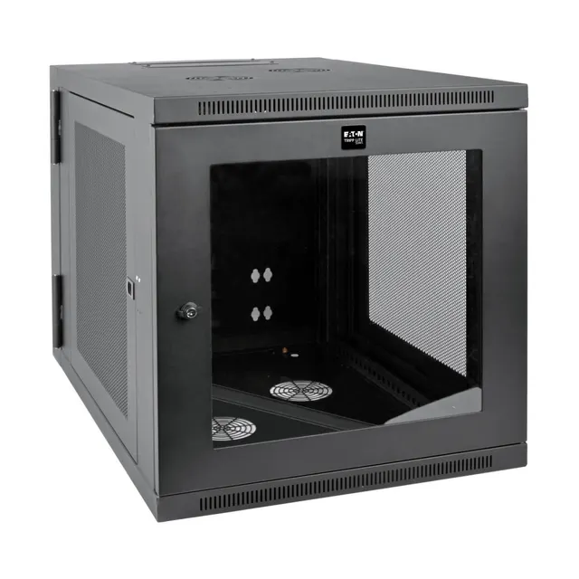 SmartRack 12U Server-Depth Wall-Mount Small Rack Enclosure, Clear Acrylic Window, Hinged Back