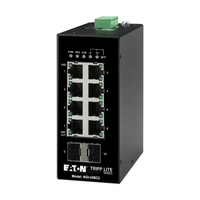 8-PORT UNMANAGED INDUSTRIAL GI/GABIT ETHERNET SWITCH - 10/100/1, 8 portów, 2 combo SFP