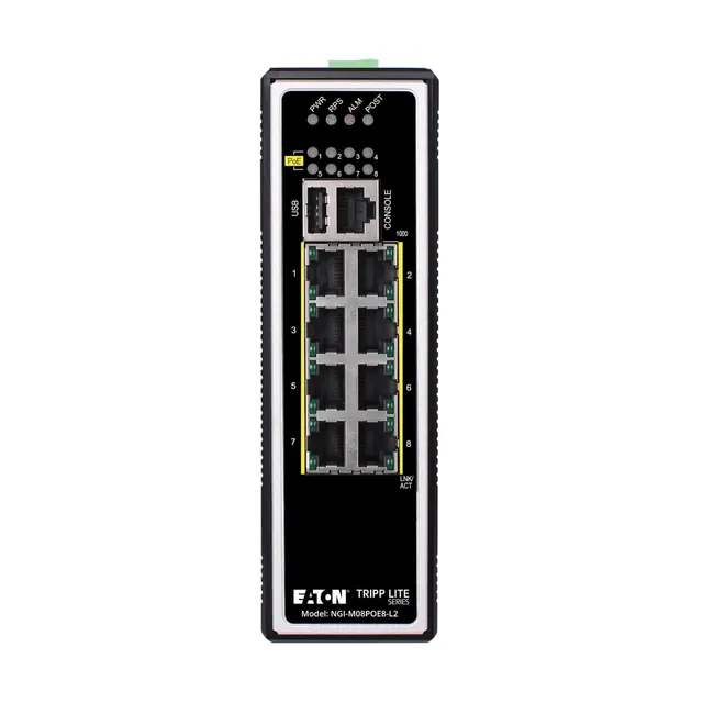 8-PORT MANAGED INDUSTRIAL GIGA/BIT ETHERNET SWITCH - LAYER 2 1, 8 portów PoE