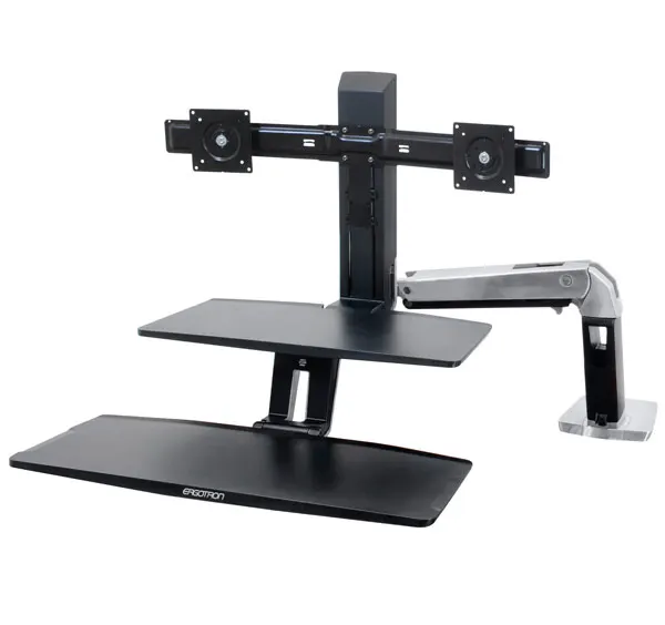 WORKFIT-A WITH SUSPENDED KEYBRD/DUAL 5IN WS POLISHED ALUMINUM