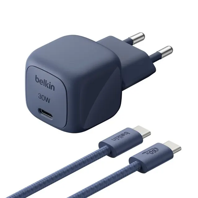 BOOSTCHARGE 30W USB PD CHARGER/WITH PPS INCLUDING 2M USB C, niebieski, kabel USB-C – USB-C 2 m