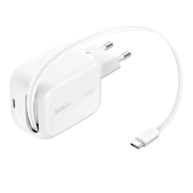 BOOSTCHARGE PRO 45 W DUAL GAN-L/ERT MIT EINZIEHBAREM KABEL WEI