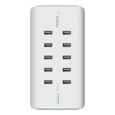 10-PORT USB-CHARGING STATION/120W 2.4A PER PORT WHITE