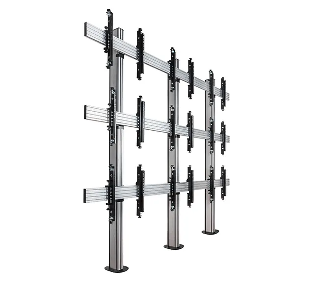 SYSTEM X - 3 x 3 Universal Bolt-Down Videowall Mounting System with Micro-Adjustment for 46-55" Displays, 3 x 3 (46-55"), czarno-srebrny