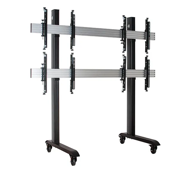 SYSTEM X - 2 x 2 Universal Mobile Videowall Mounting System with Micro-Adjustment for 46-60" Displays, 2 x 2 (46-60"), czarno-srebrny