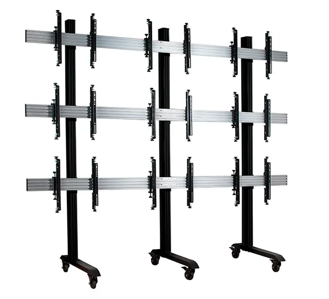 SYSTEM X - 3 x 3 Universal Mobile Videowall Mounting System with Micro-Adjustment for 46-55" Displays, 3 x 3 (46-55"), czarny