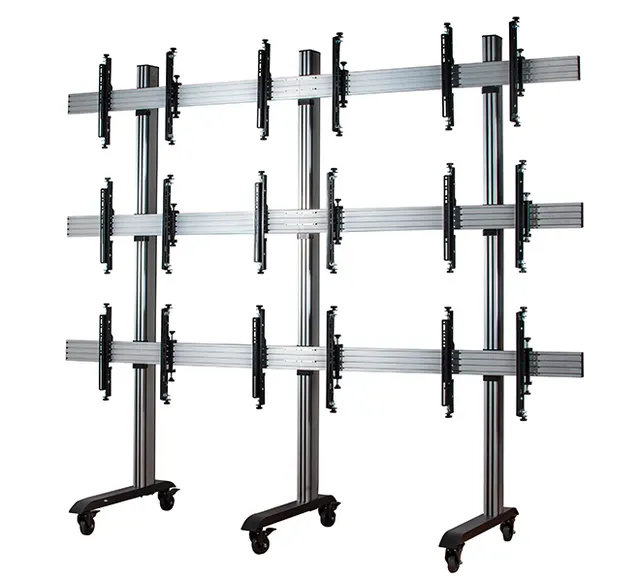 SYSTEM X - 3 x 3 Universal Mobile Videowall Mounting System with Micro-Adjustment for 55-60" Displays, 3 x 3 (55-60"), czarno-srebrny
