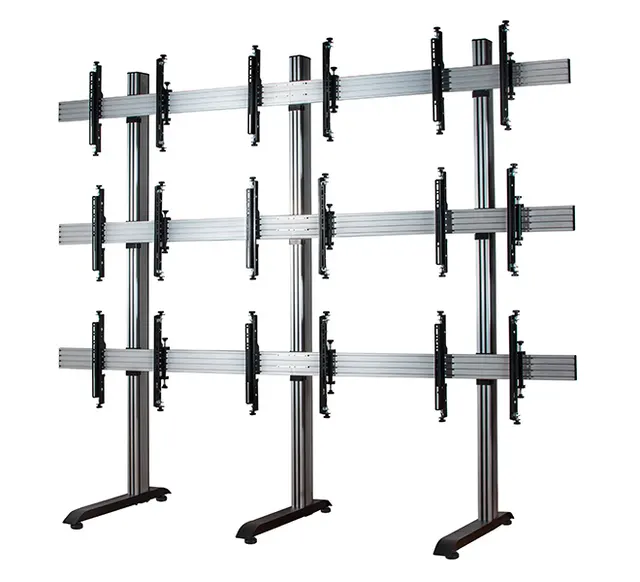 SYSTEM X - 3 x 3 Universal Freestanding Videowall Mounting System with Micro-Adjustment for 46-55" Displays, 3 x 3 (46-55"), czarno-srebrny