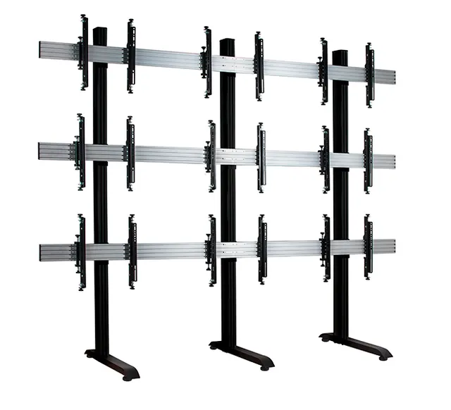 SYSTEM X - 3 x 3 Universal Freestanding Videowall Mounting System with Micro-Adjustment for 46-55" Displays, 3 x 3 (46-55"), czarny
