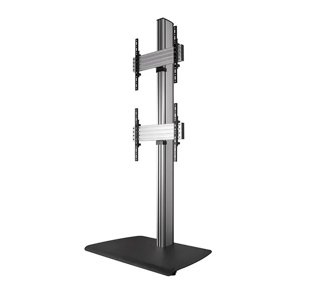 SYSTEM X - Dual Stack Flat Screen Floor Stand (VESA 600 x 400) - 1.8m, 1,8 m, czarno-srebrny