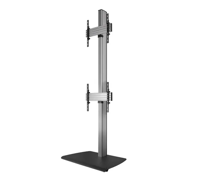 SYSTEM X - Dual Stack Flat Screen Floor Stand (VESA 600 x 400) - 2.4m, 2,4 m, czarno-srebrny