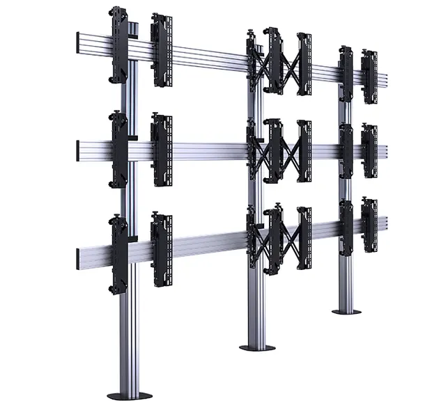 SYSTEM X - 3 x 3 Universal Bolt-Down Videowall Mounting System with Micro-Adjustment for 55-60" Displays, 3 x 3 (55-60"), czarno-srebrny