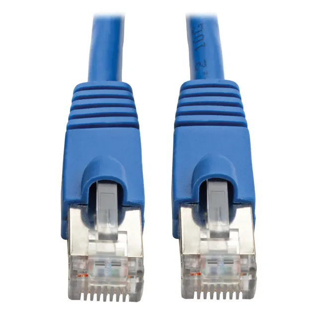Cat6a 10G Snagless Shielded STP Ethernet Cable (RJ45 M/M), PoE, Blue, 15 ft. (4.57 m)