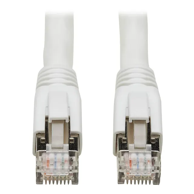 Cat8 25G/40G-Certified Snagless Shielded S/FTP Ethernet Cable (RJ45 M/M), PoE, White, 60 ft. (18.29 m)