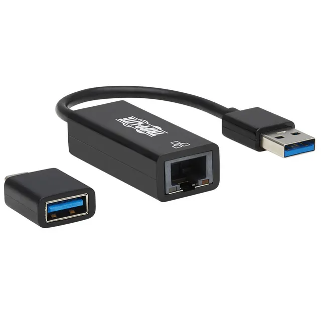 USB-C, USB-A to RJ45 Gigabit Ethernet Network Adapter (2xM/F), USB 3.2 Gen 1, Black