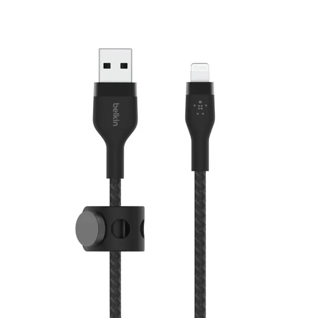 PRO FLEX LIGHTNING/USB-A SILICO/USB-A SILICONE CABLE APPLE CERTI, 3 m, czarny