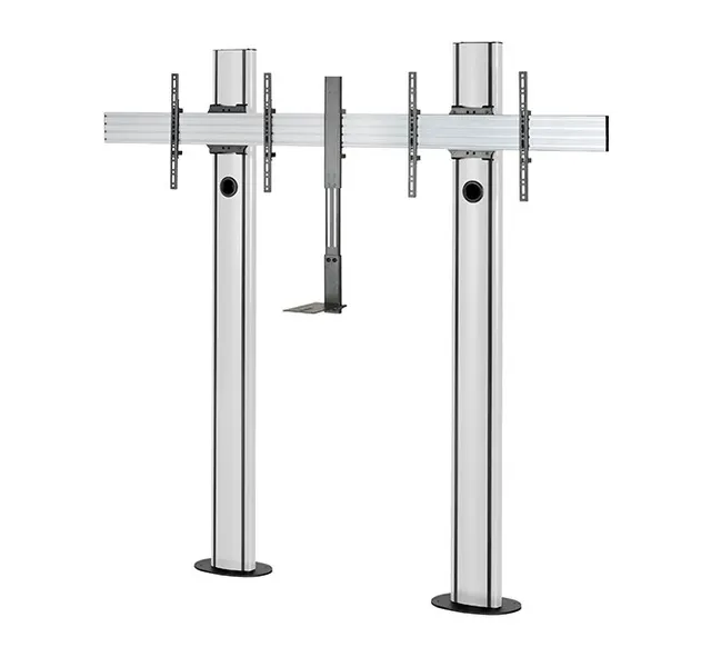 MODE-AL - Premium Bolt-Down Twin Screen VC Stand - (VESA 600 x 400) - 2m, czarno-srebrny