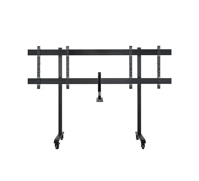 SYSTEM X - XXL Twin Screen VC Trolley with Webcam Shelf for 75-85" Displays, czarny
