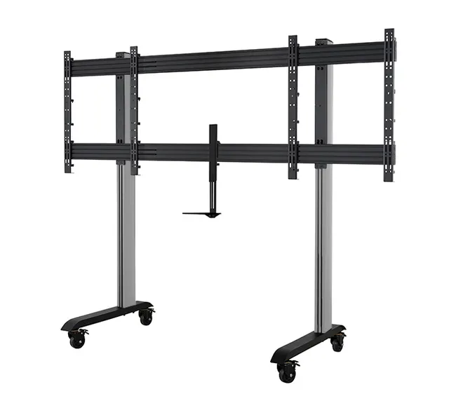 SYSTEM X - XL Twin Screen VC Trolley with Webcam Shelf for 75" Displays, czarno-srebrny