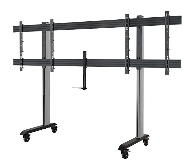 SYSTEM X - XXL Twin Screen VC Trolley with Webcam Shelf for 75-85" Displays, czarno-srebrny