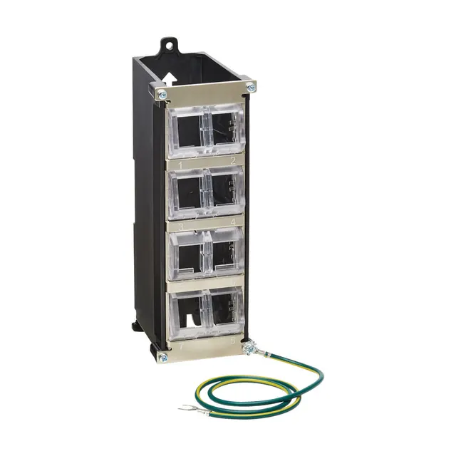 8-Port Metal DIN-Rail Mounting Keystone Patch Panel with Grounding, Black/Silver