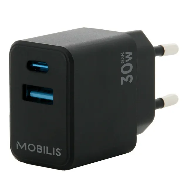 WALL CHARGER - 30W - 1 USB A +/1 USB C - GAN