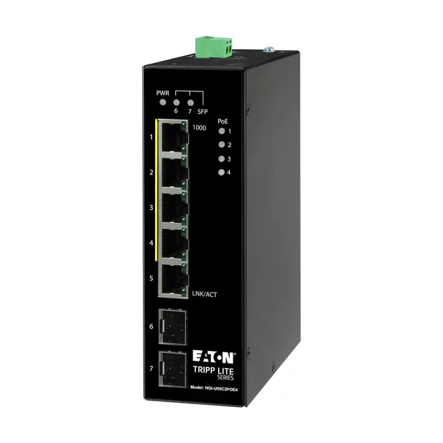 5-PORT UNMANAGED INDUSTRIAL GI/GABIT ETHERNET SWITCH - 10/100/1, 5 portów, 4 PoE, 2 combo SFP