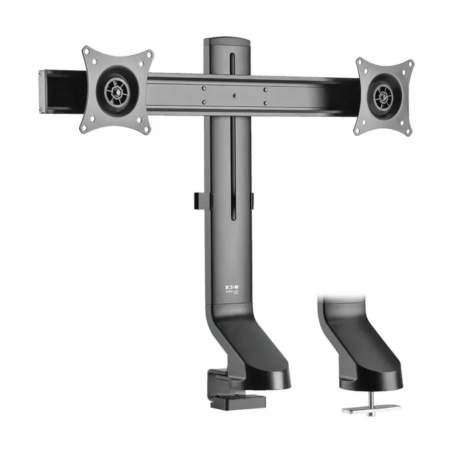 Dual-Display Monitor Arm with Desk Clamp and Grommet - Height Adjustable, 17" to 27" Monitors