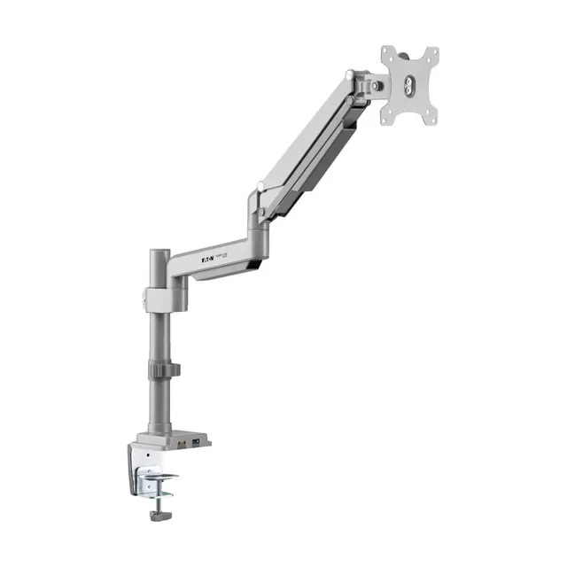 Single-Display Flex-Arm Desktop Clamp for 13" to 34" Displays - USB and Audio Ports, Aluminum