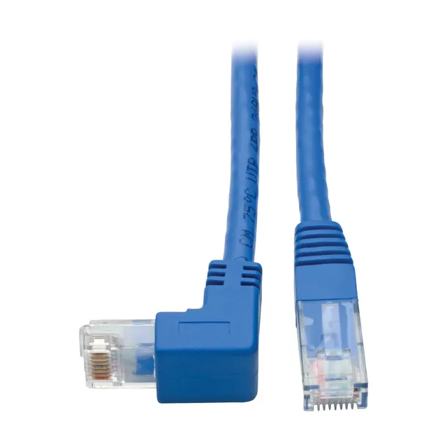 Down-Angle Cat6 Gigabit Molded UTP Ethernet Cable (RJ45 Right-Angle Down M to RJ45 M), Blue, 1 ft. (0.31 m)