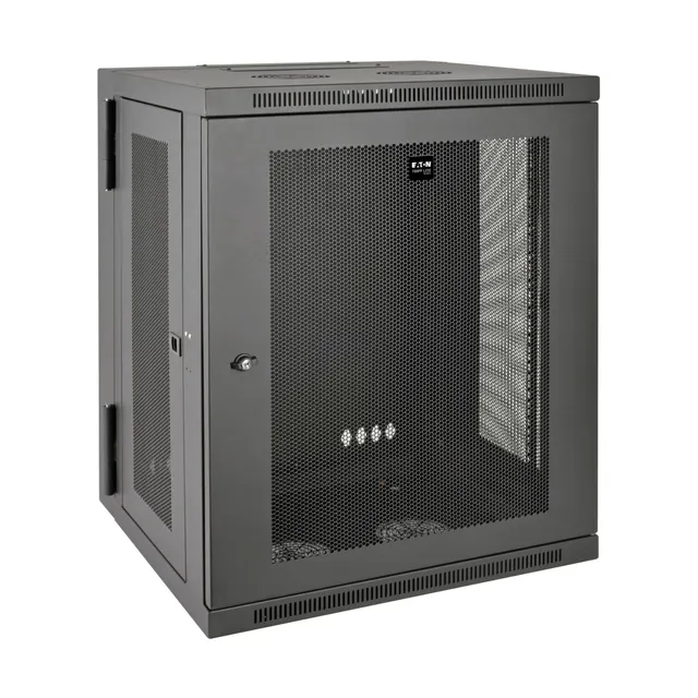 SmartRack 15U Low-Profile Switch-Depth Wall-Mount Half-Height Rack Enclosure, Hinged Back