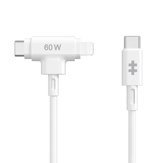 HYPERJUICE SILICONE USB-C TO US/AND LIGHTNING HYBRID 60W CABLE -