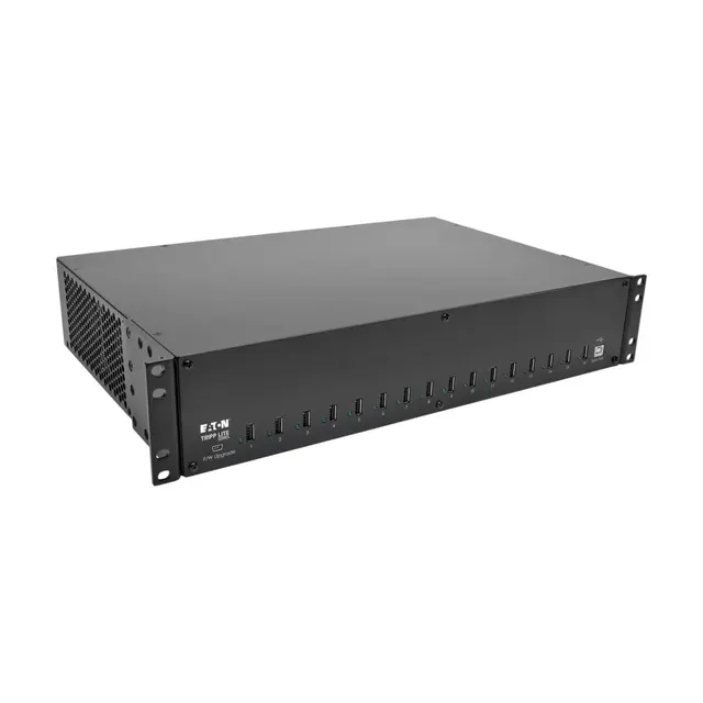 Tripp Lite 16-Port USB Charging Station with Syncing, 230V, 5V 40A (200W) USB Charger Output, 2U Rack-Mount